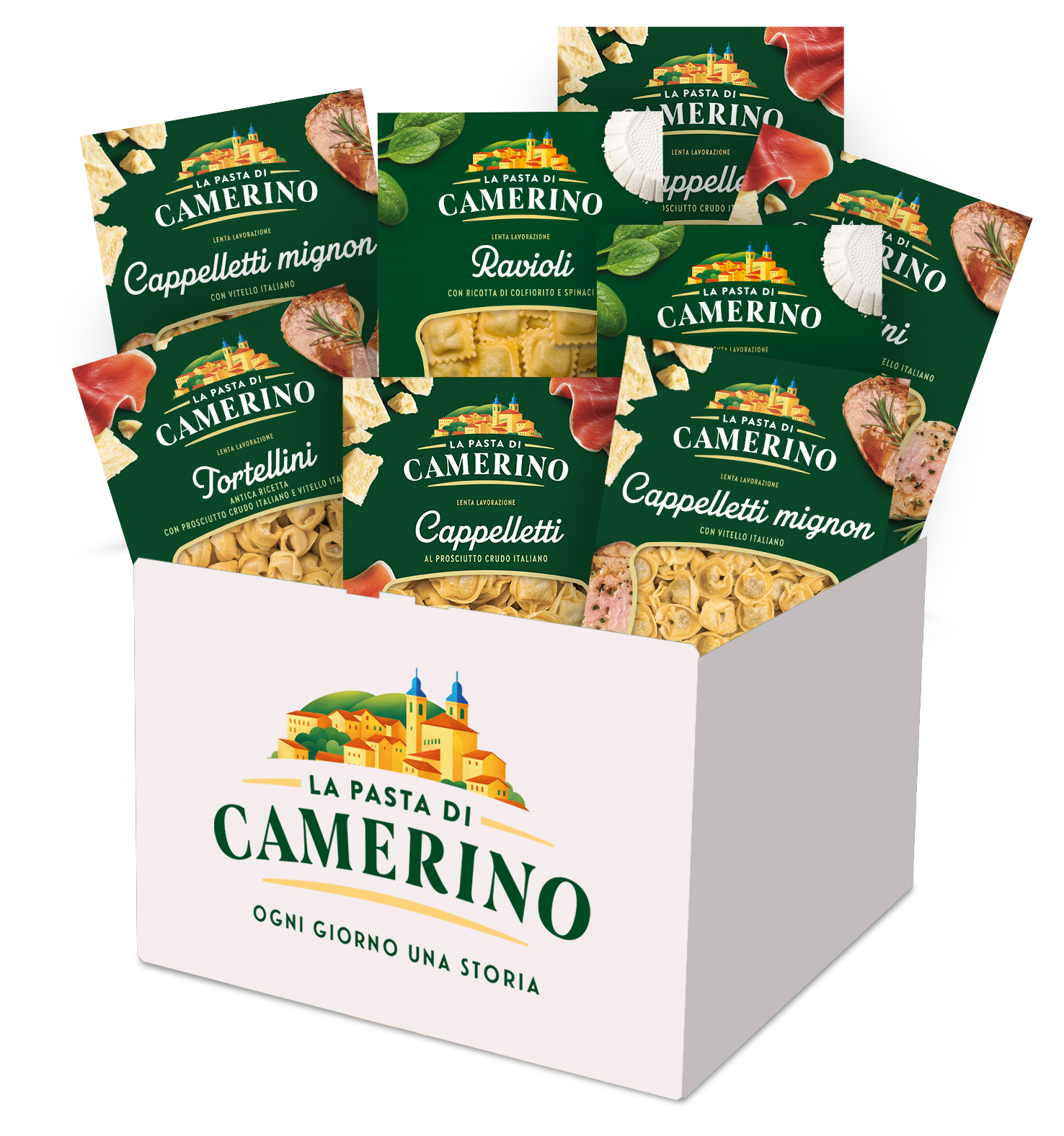 I RIPIENI DELLA TRADIZIONE <br> <span class="sottotitolo"> 8 confezioni <br>di pasta fresca ripiena</span>
